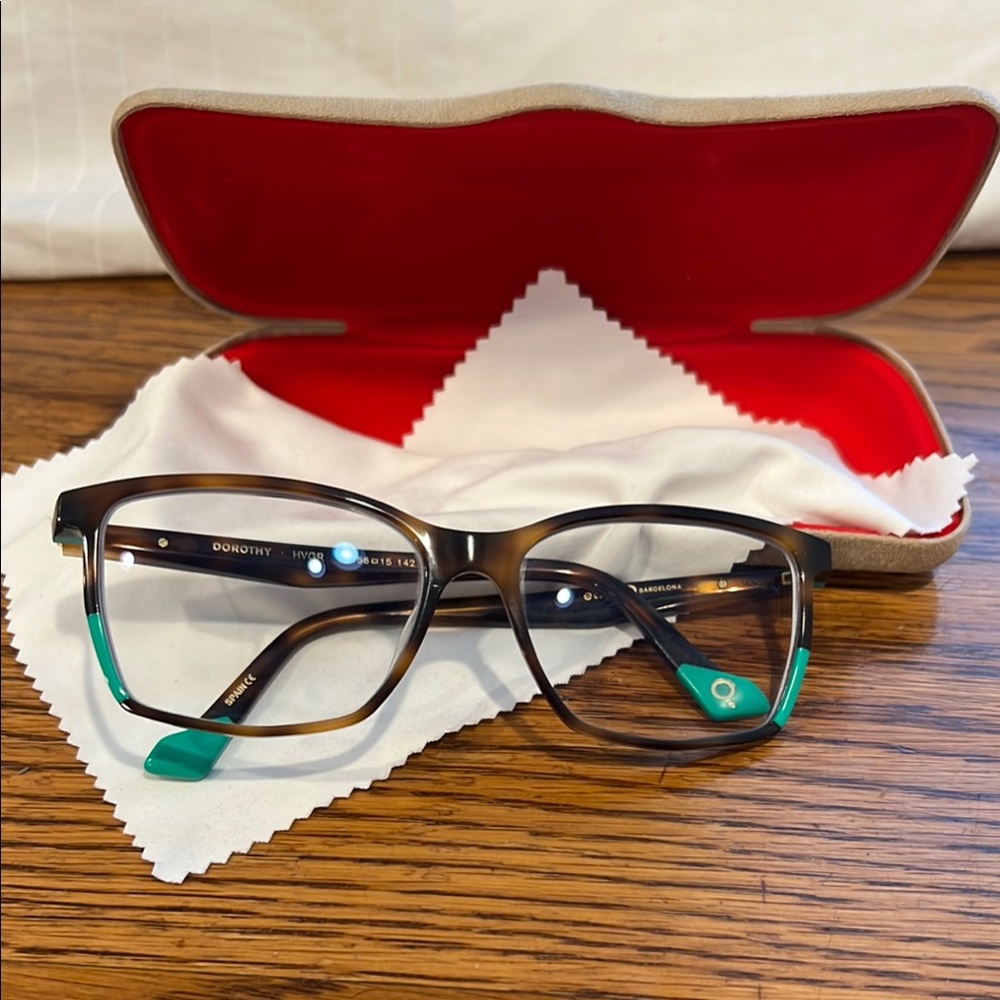 Tortoise Shell Glasses with Green Accents